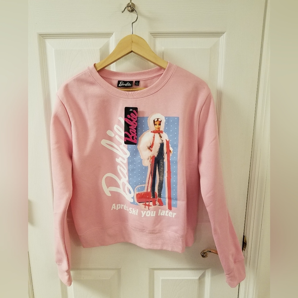 NWT Barbie Apres Ski Graphic Pink Sweatshirt Size Large